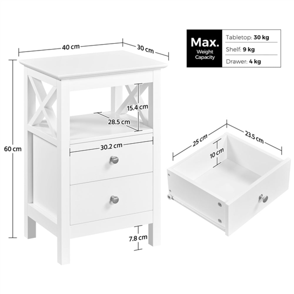 2x Side Table Nightstand End Table