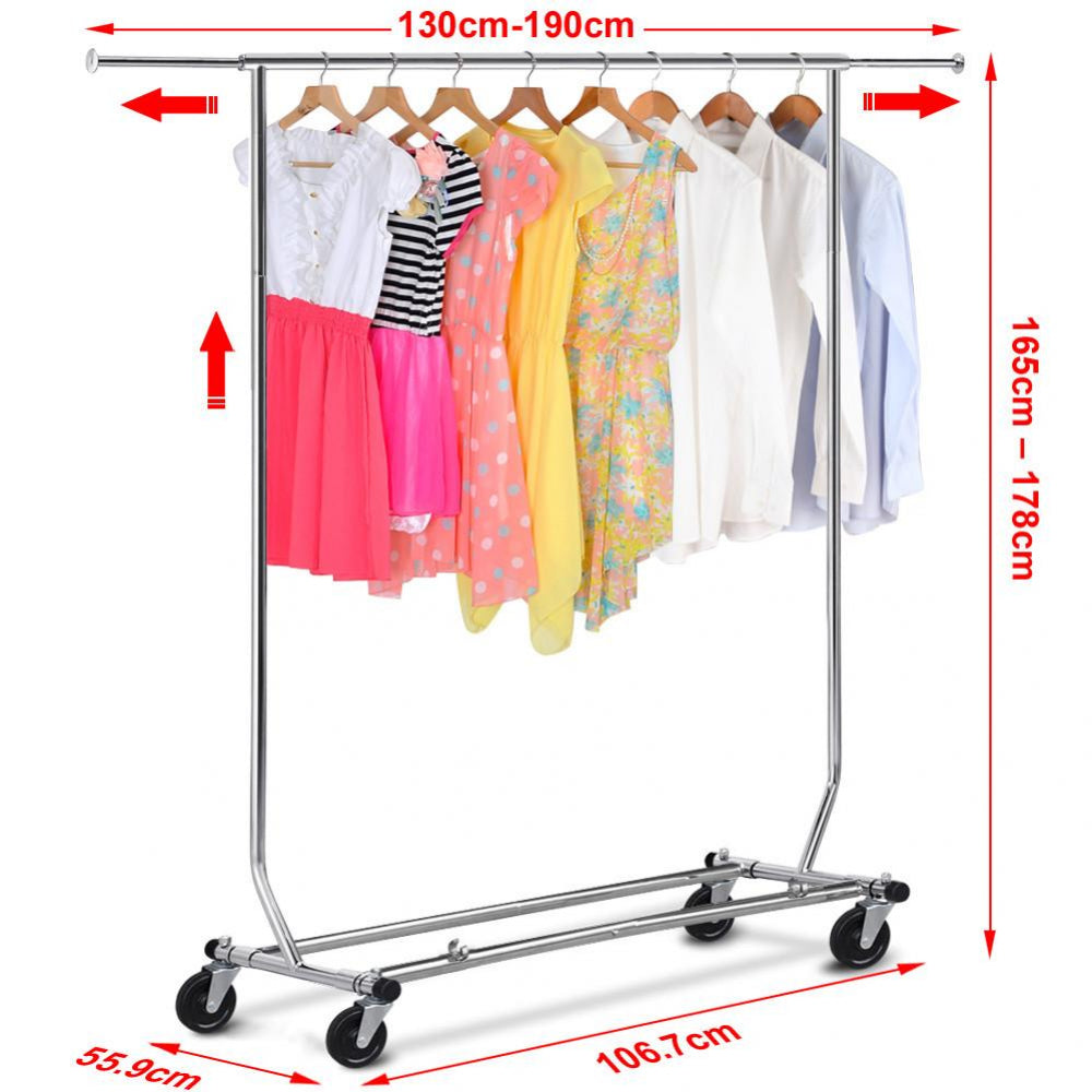 Free-Standing Standard Garment Rod Clothes Organizer Adjustable Foldable Clothes Rack