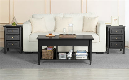 2x Side Table Nightstand End Table 3-drawer Side Table
