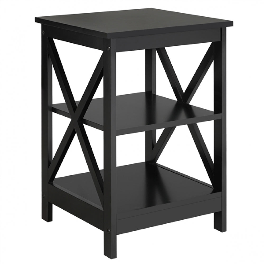 3 Tier Wood X Shape Bedside End Table Storage Cabinet Night Stand