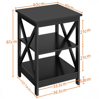 3 Tier Wood X Shape Bedside End Table Storage Cabinet Night Stand