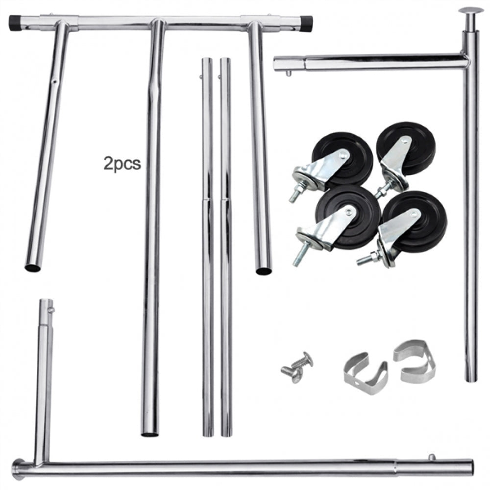 Free-Standing Standard Garment Rod Clothes Organizer Adjustable Foldable Clothes Rack