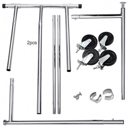 Free-Standing Standard Garment Rod Clothes Organizer Adjustable Foldable Clothes Rack