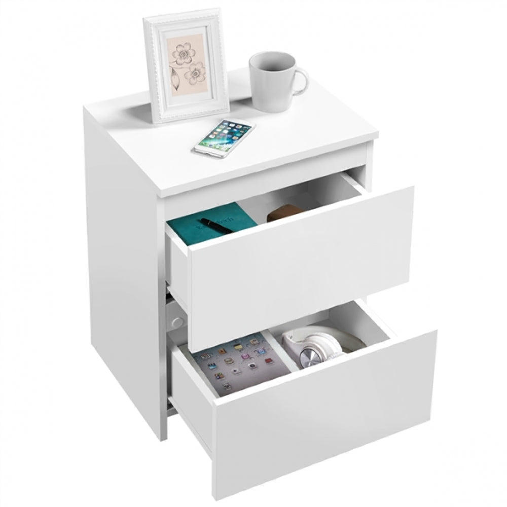 Minimalist Chic 2-Drawer Side Table Storage Organizer Cabinet