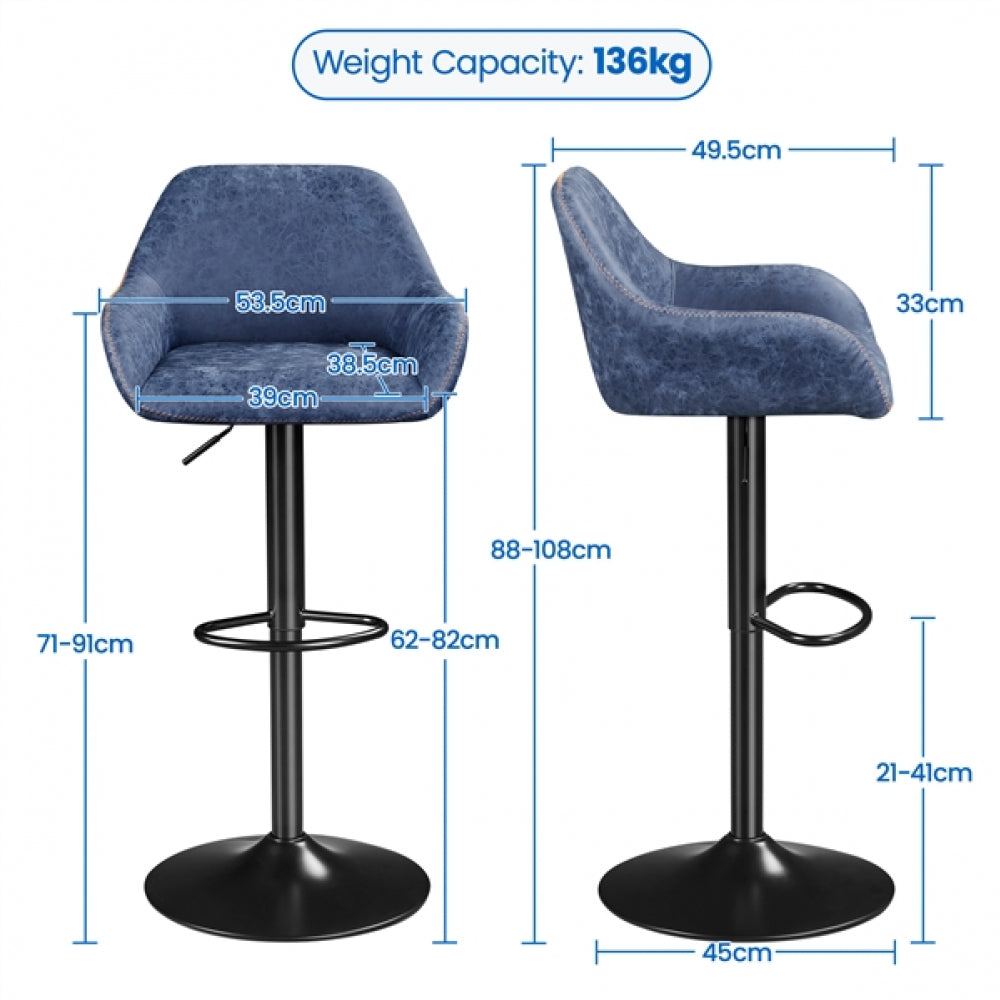 2pcs Vintage Bar Stools