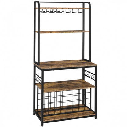 Freestanding Wine Rack with Glass Holder and Wine Storage