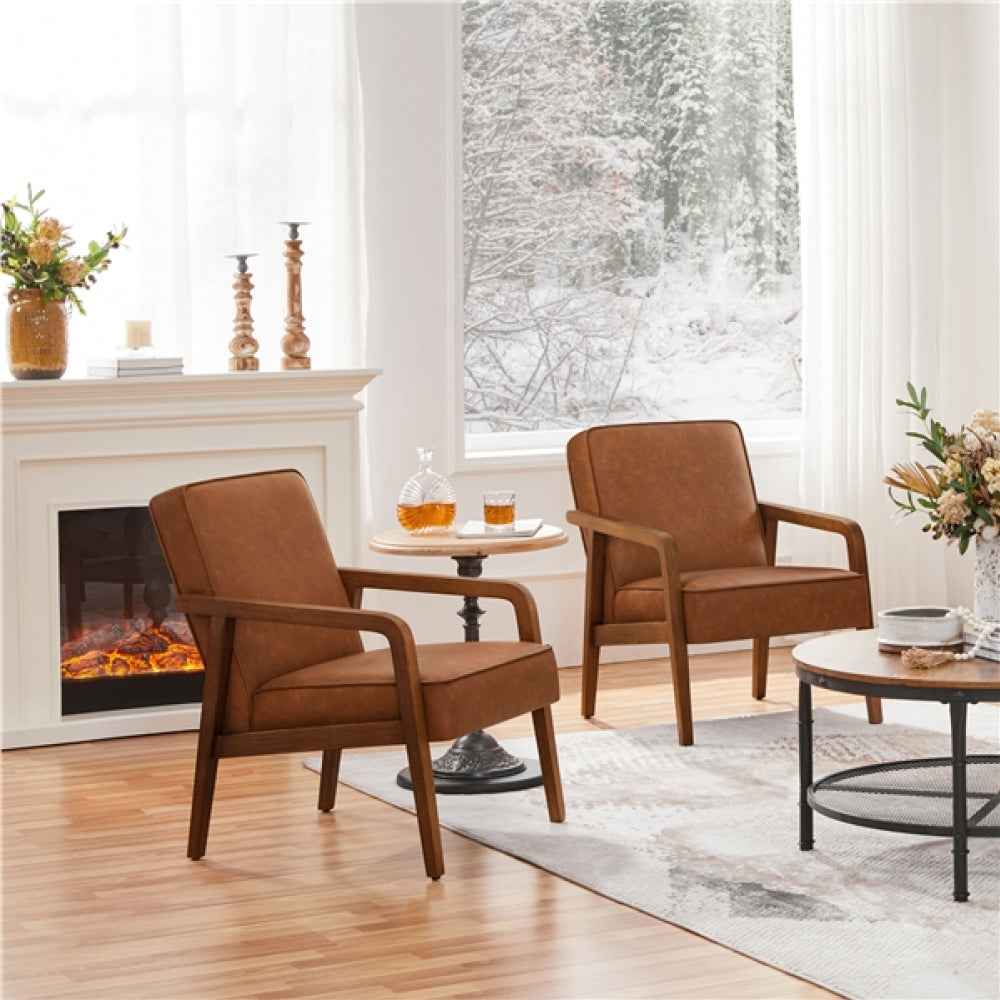 Set of Two Mid-Century Retro Modern Upholstered Lounge Chair Armchair