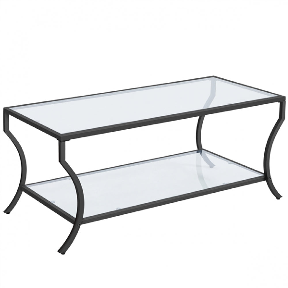 2-tier Rectangular Iron Framed Tempered Glass Coffee