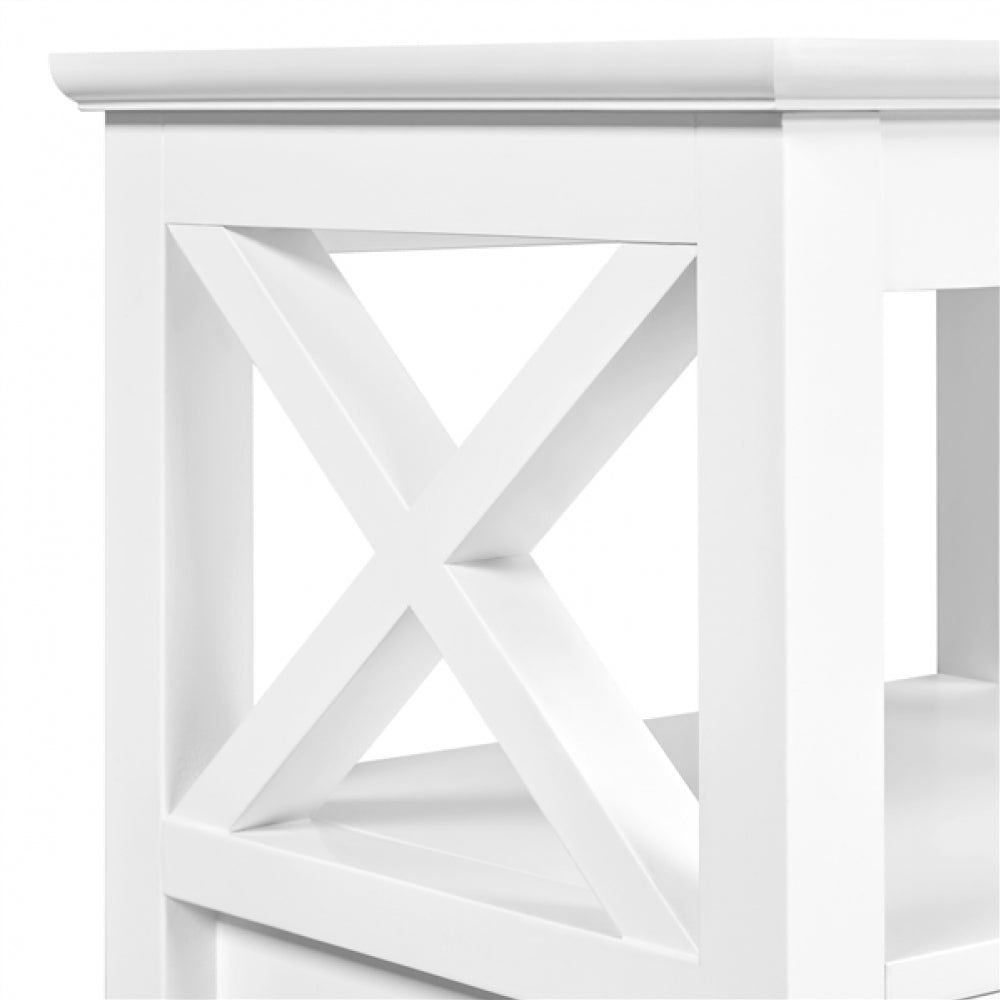 Farmhouse Bedside Table with 2 Drawer 1 Shelf Storage Cabinet Sofa Side Table