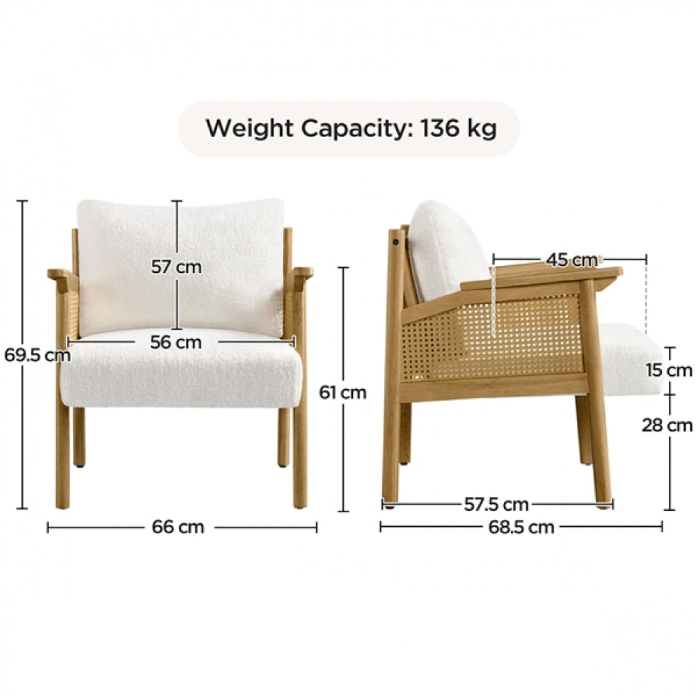 1 Pair Boucle Upholstered Accent Chair Lounge Chair