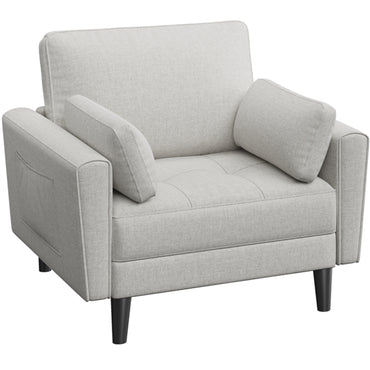 Tufted Oversized Armchair Comfy Fabric Accent Chair Single Sofa