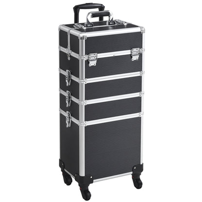 5-In-1 Professional Aluminum Rolling Cosmetic Makeup Train Cases Trolley