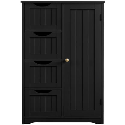 Wooden Bathroom Cabinet 4 Drawers & Cupboard Bathroom Storage Unit