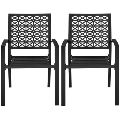Set of 2 Outdoor Patio Dining Chairs with Armrests Modern Steel Bistro Chairs