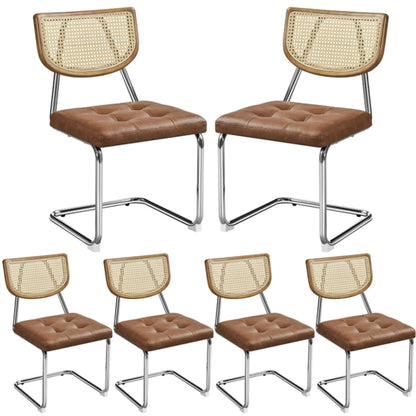 6PCS Mid-Century Modern Dining Chairs with Mesh Rattan Back