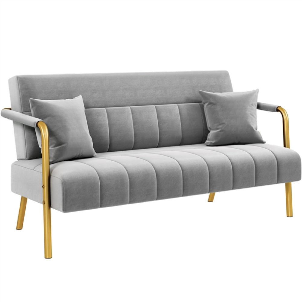 Velvet Upholstered Sofa Couch + Accent Armchair Lounge Chair