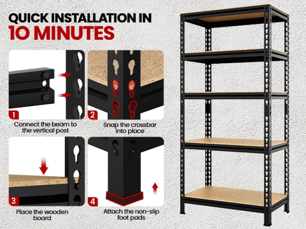 2pcs 5-Tier Utility Shelves Adjustable Metal Shelving Units