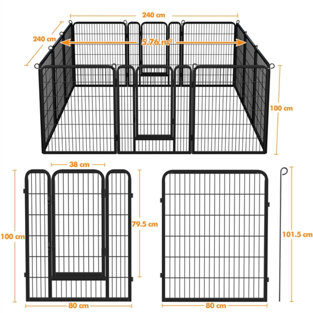 12 Panels Heavy Duty Dog Pen