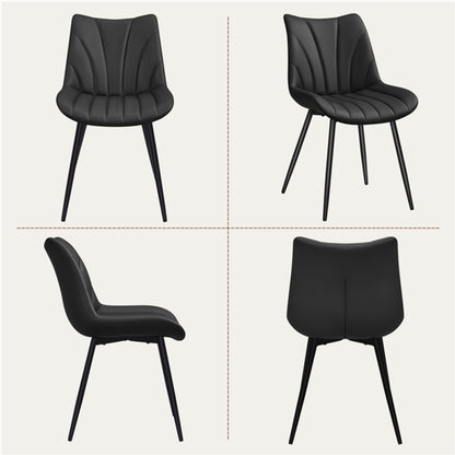 Set of 4 Modern Faux Leather Upholstered Dining Chairs with Metal Legs