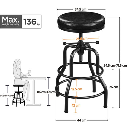 Vintage Industrial Bar Stool Rustic Swivel Bar Stool