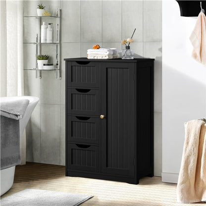Wooden Bathroom Cabinet 4 Drawers & Cupboard Bathroom Storage Unit
