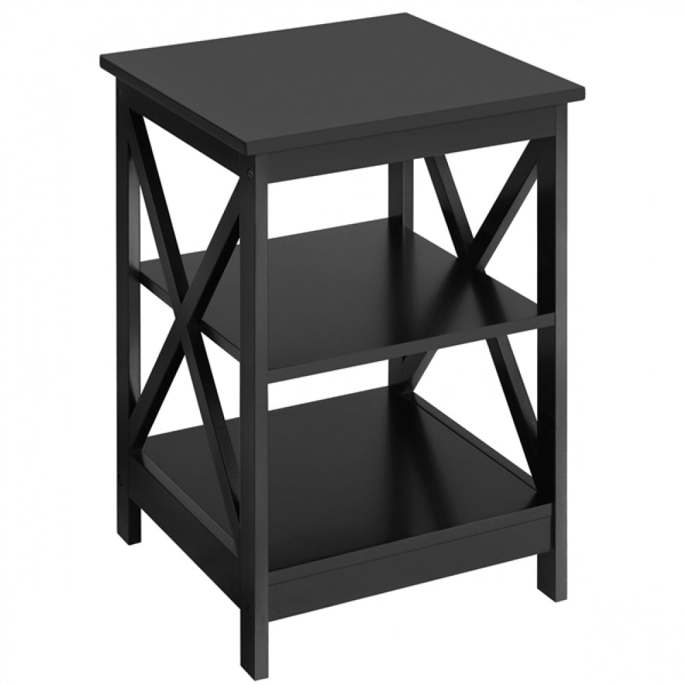 3 Tier Wood X Shape Bedside End Table Storage Cabinet Night Stand