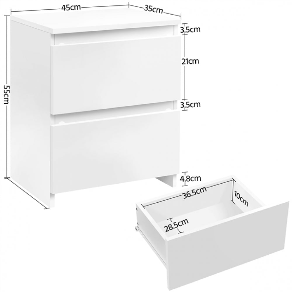 Minimalist Chic 2-Drawer Side Table Storage Organizer Cabinet