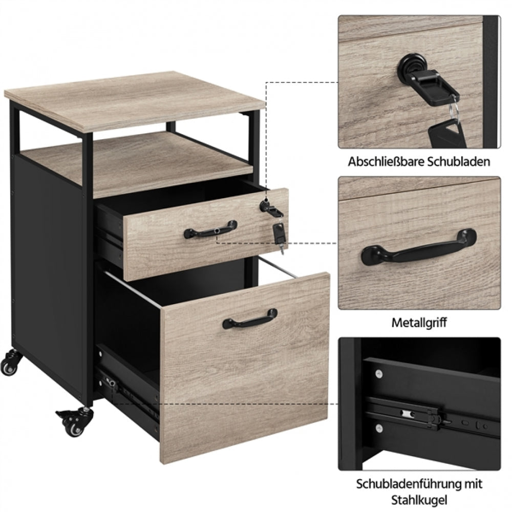 2 Sets Mobile Office File Cabinet