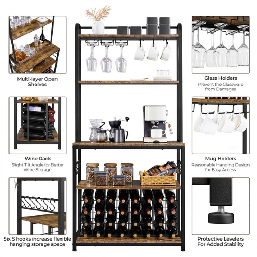 Freestanding Wine Rack with Glass Holder and Wine Storage
