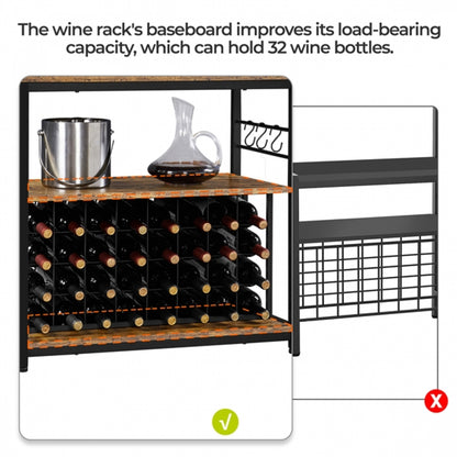 Freestanding Wine Rack with Glass Holder and Wine Storage