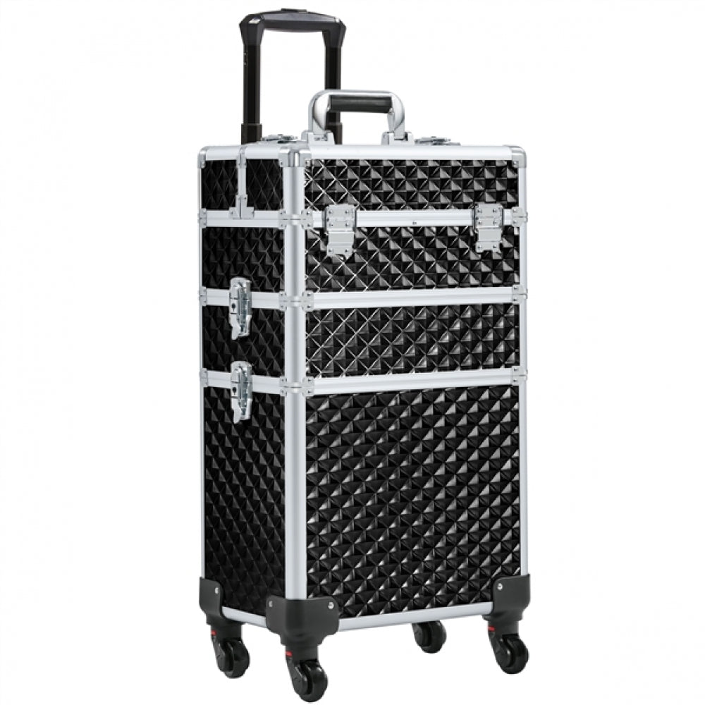 3-in-1 Rolling Makeup Train Case Portable Cosmetic Trolley