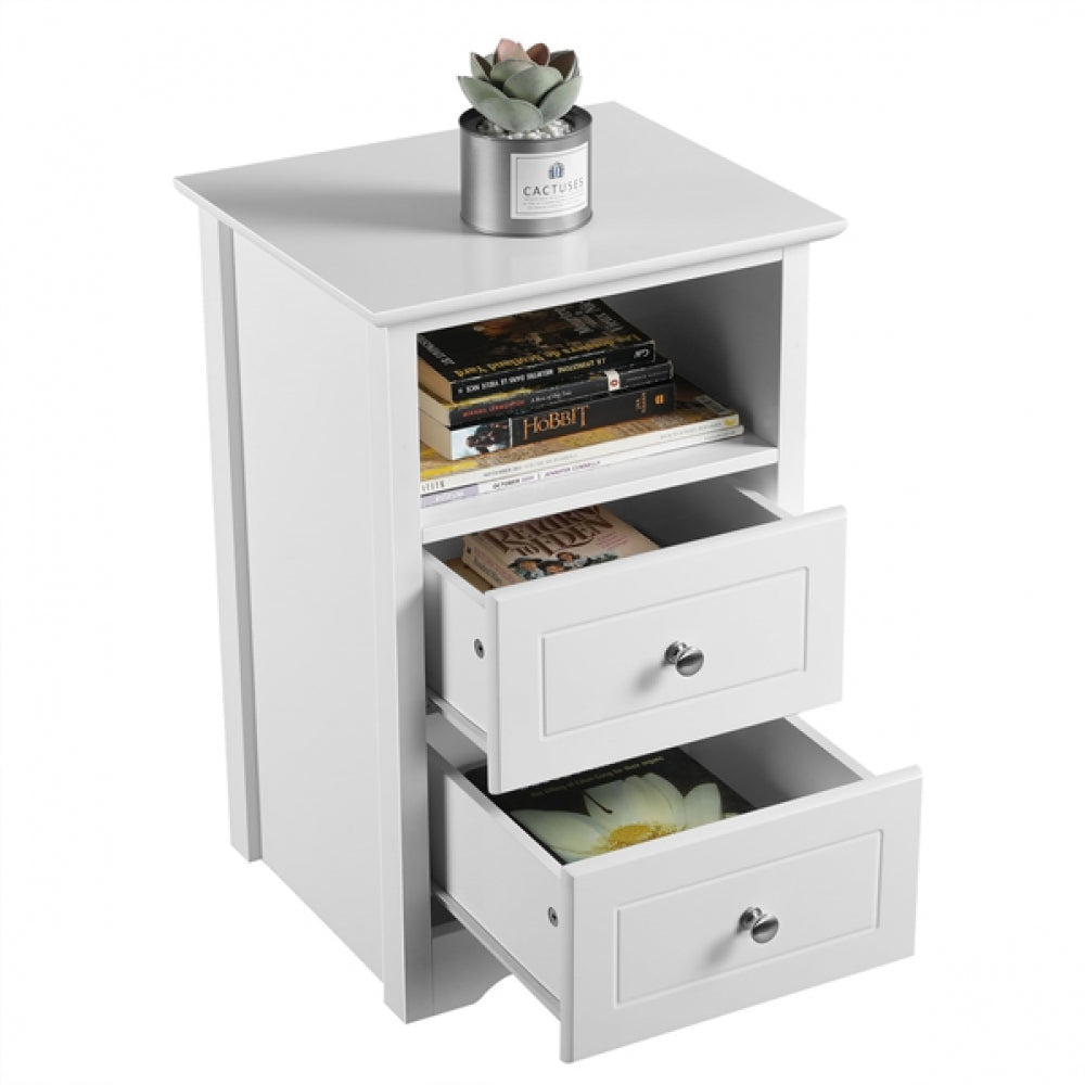 End Table with 2 Drawers and 1 Cubby Side Table Night Stand