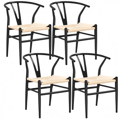 4PCS Weave Arm Chairs