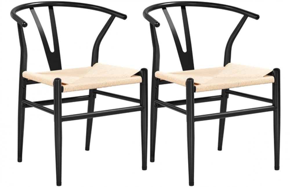 2pcs Modern Chair Y-Shaped Backrest Mid-Century Metal Dining Chair