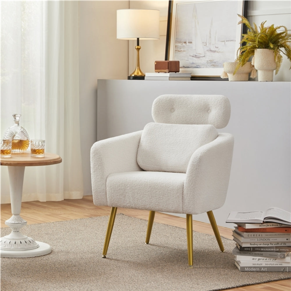 2pcs Boucle Barrel Accent Chair with Adjustable Headrest