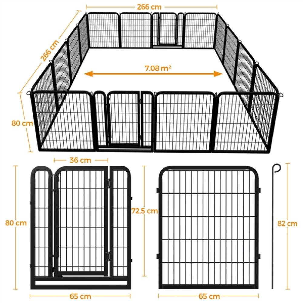 16 Panels Heavy Duty Dog Pen Playpen