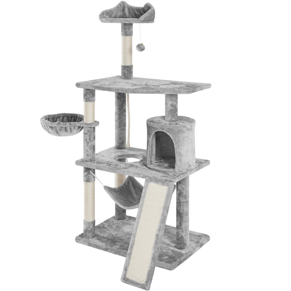 Deluxe Multi Level Cat Tree Condo with Basket & Hammock