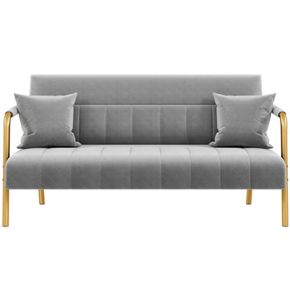 Upholstered Sofa Couch with Gold-tone Metal Arms and Legs