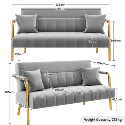 Velvet Upholstered Sofa Couch + Accent Armchair Lounge Chair