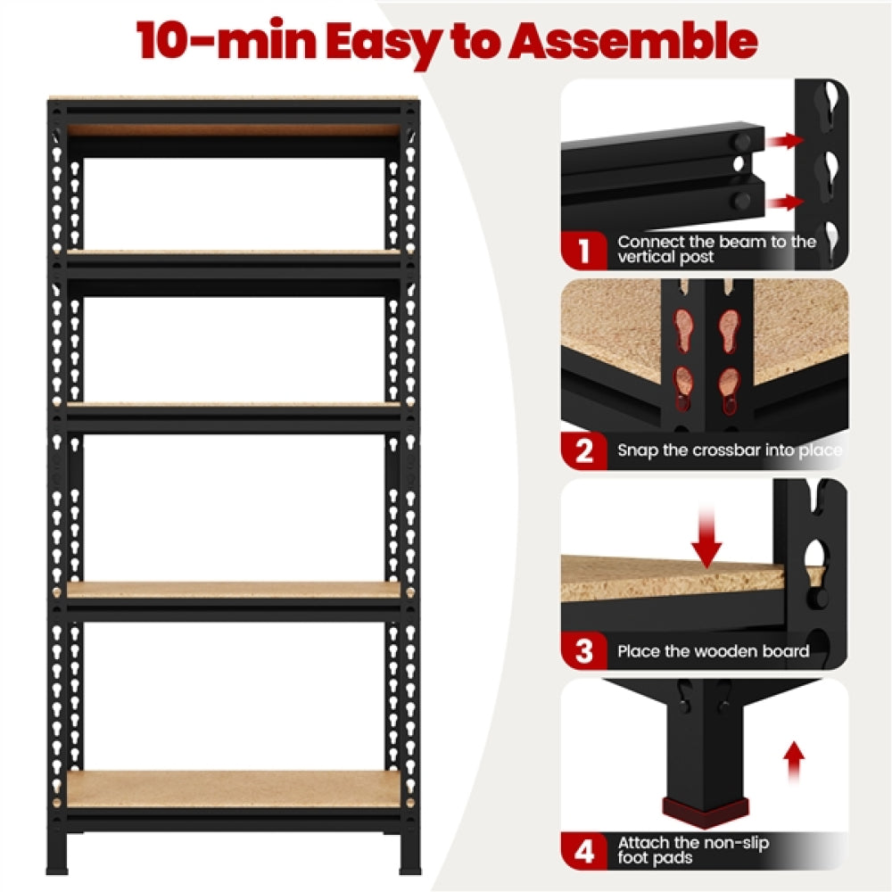 2pcs 5-Tier Utility Shelves Adjustable Metal Shelving Units