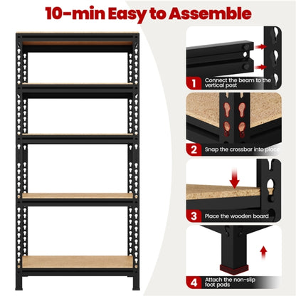 2pcs 5-Tier Utility Shelves Adjustable Metal Shelving Units
