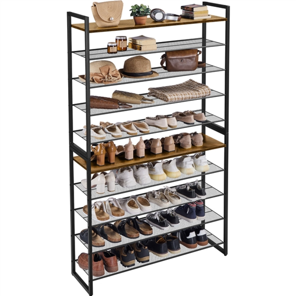 10-Tier Iron Shoe Rack Organizer