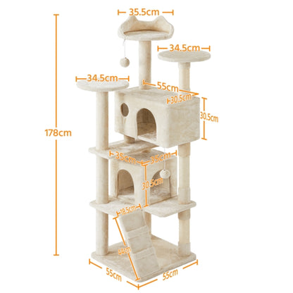 Cat Tree Cat Tower w/ Condos & Dangling Balls & Scratching Posts & Platforms