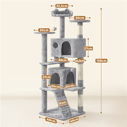 Cat Tree Condo Kitten Tree Tower w/ 2 Condos & 2 Dangling Balls & 3 Scratching Posts