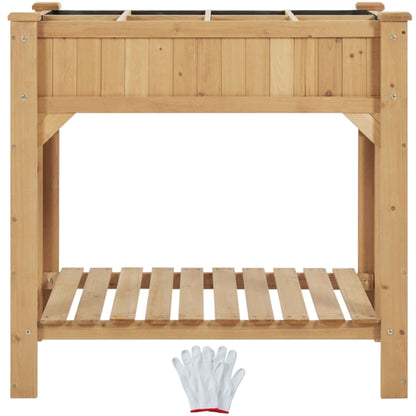 8-Pocket Wood Elevated Garden Planter with Fabric Liner