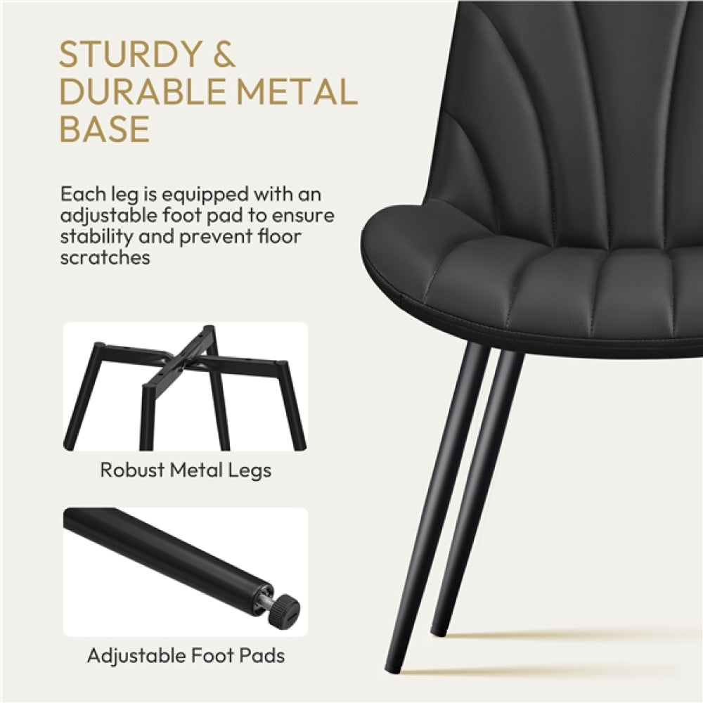 Set of 4 Modern Faux Leather Upholstered Dining Chairs with Metal Legs