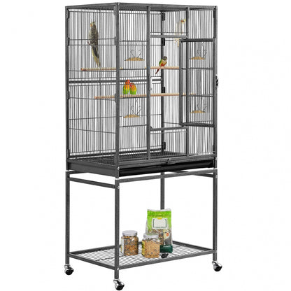 53.5″H Mobile Large Parrot Cage w/ Stand Bird Cage