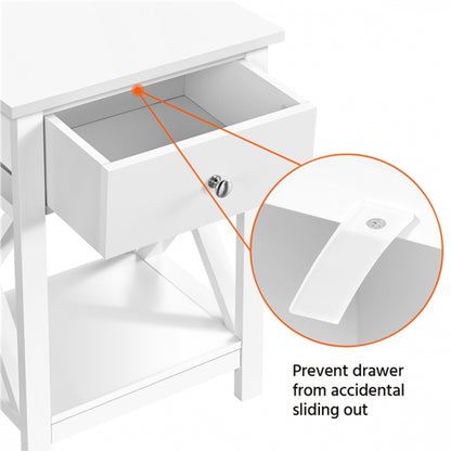 Improved Quality Wood X Shape Bedside End Table Set of 2 Storage Cabinet Nightstand