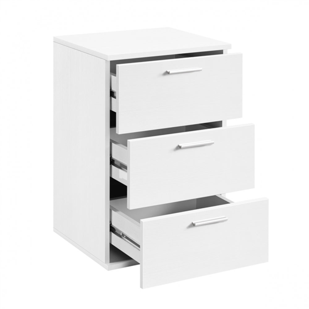 Side Table 3 Drawers End Table Chest Dresser Metal Handles Cabinet White