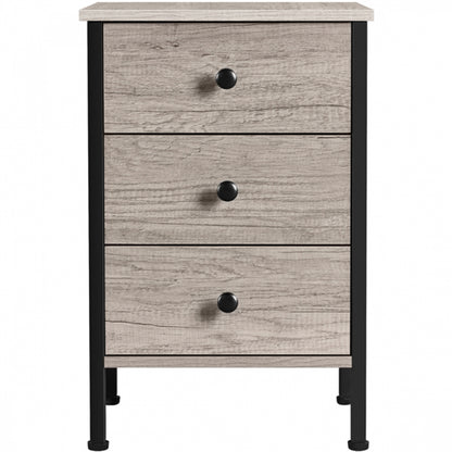 3 Drawer Nightstand Storage Nightstand Metal Frame Dresser Organizer
